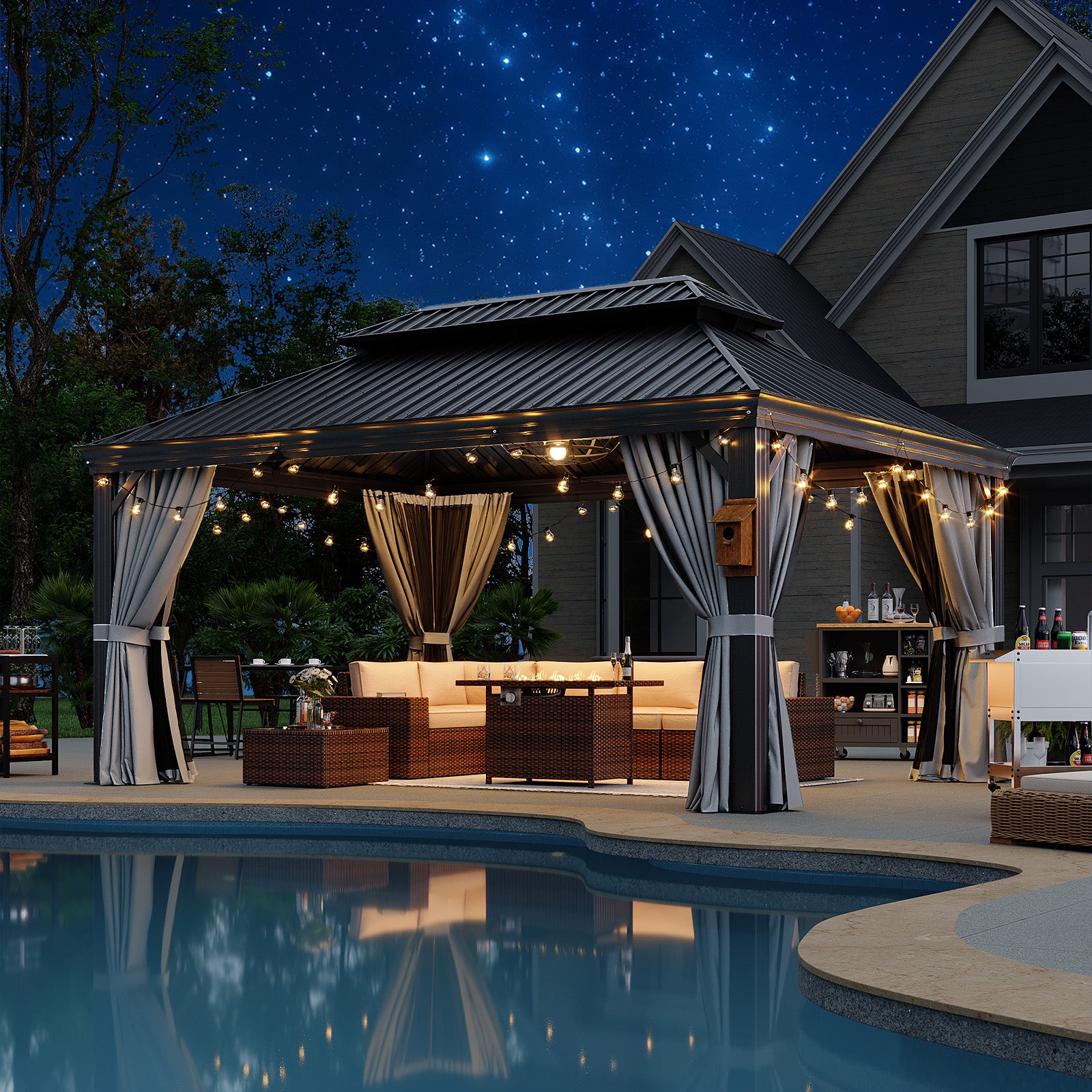 Hardtop Aluminum Gazebo with Rain Gutter