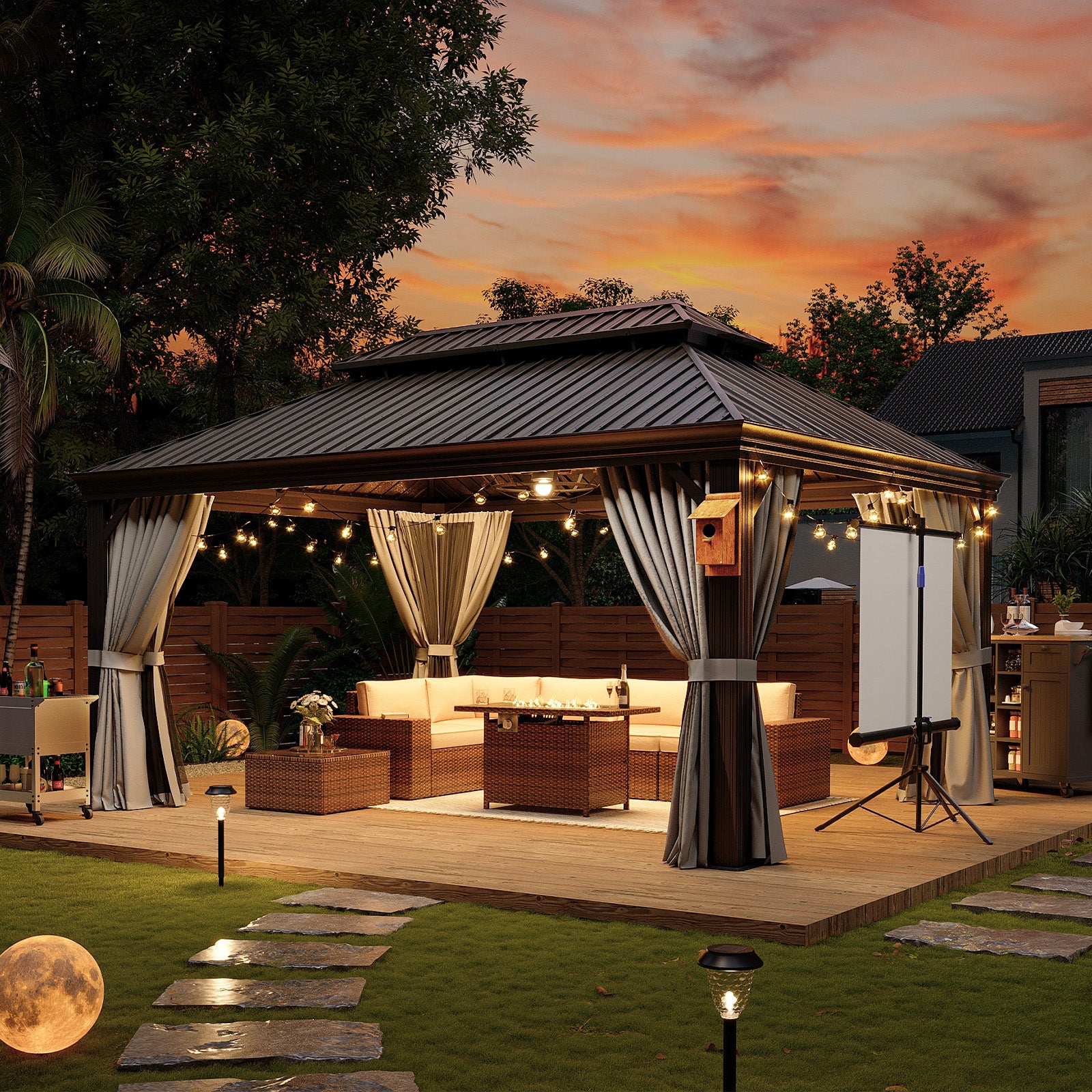 Hardtop Aluminum Gazebo with Rain Gutter
