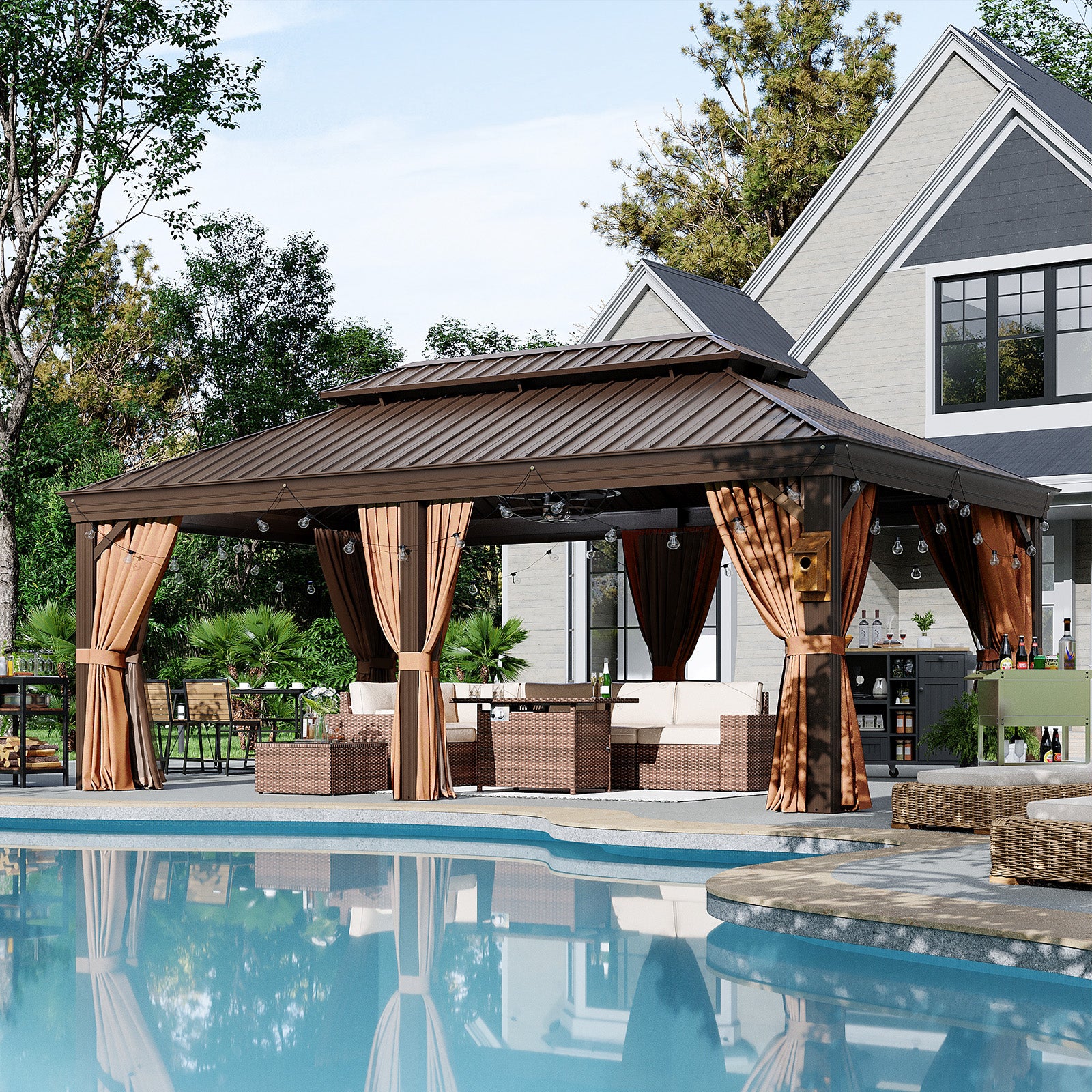 Hardtop Aluminum Gazebo with Rain Gutter