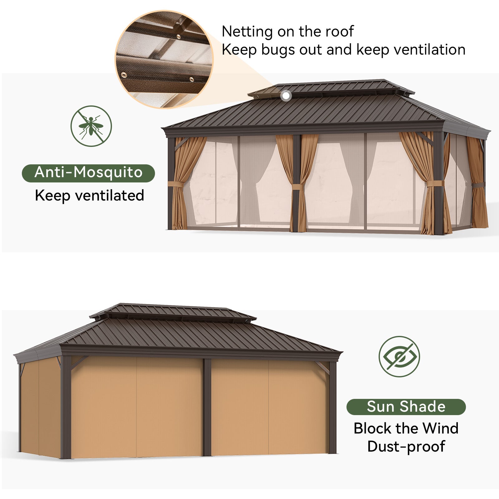 Hardtop Aluminum Gazebo with Rain Gutter
