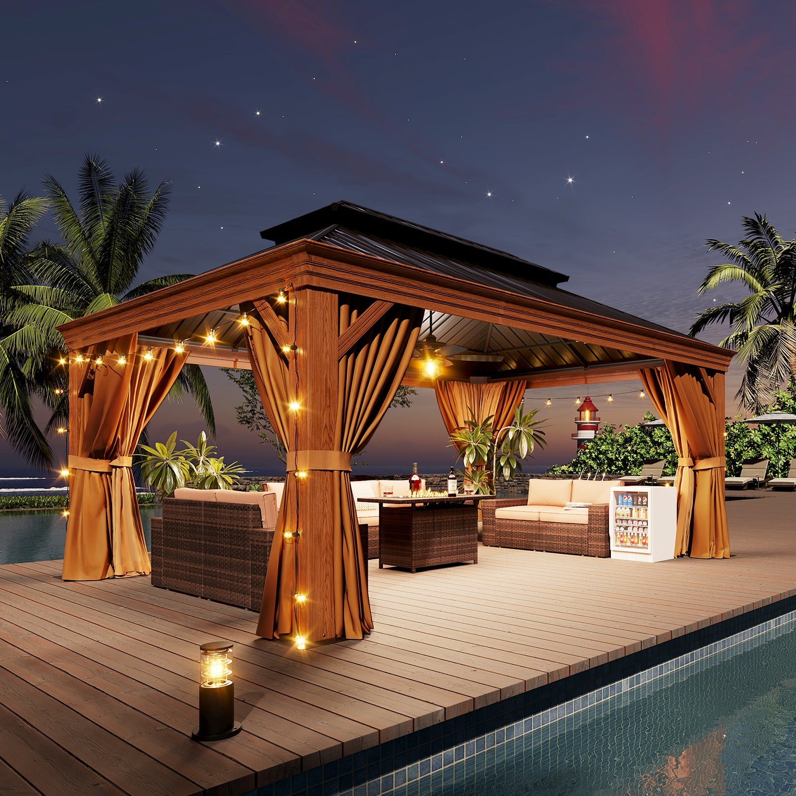 Hardtop Aluminum Gazebo with Rain Gutter