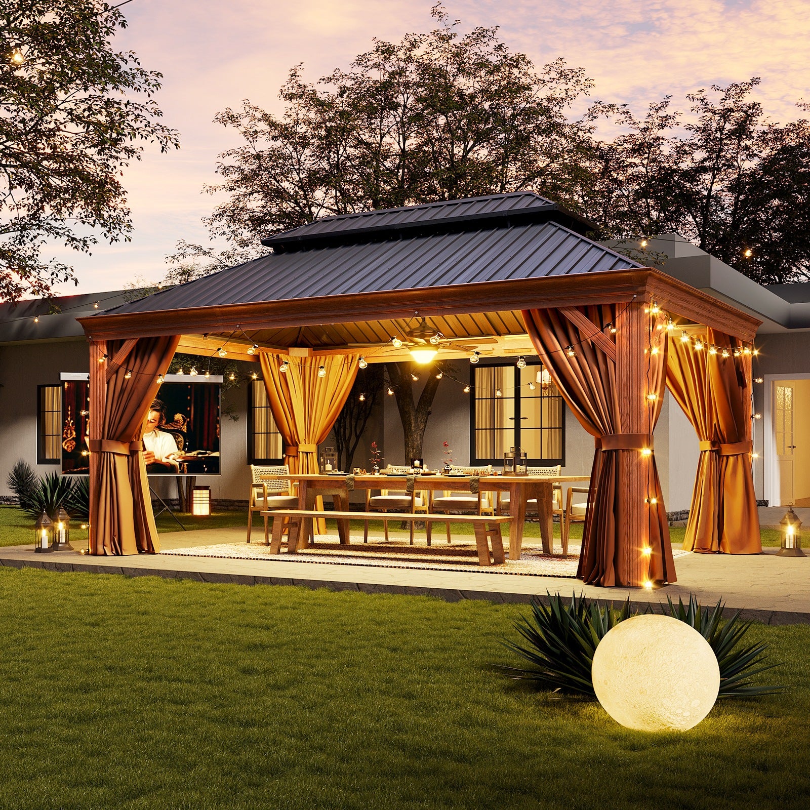 Hardtop Aluminum Gazebo with Rain Gutter