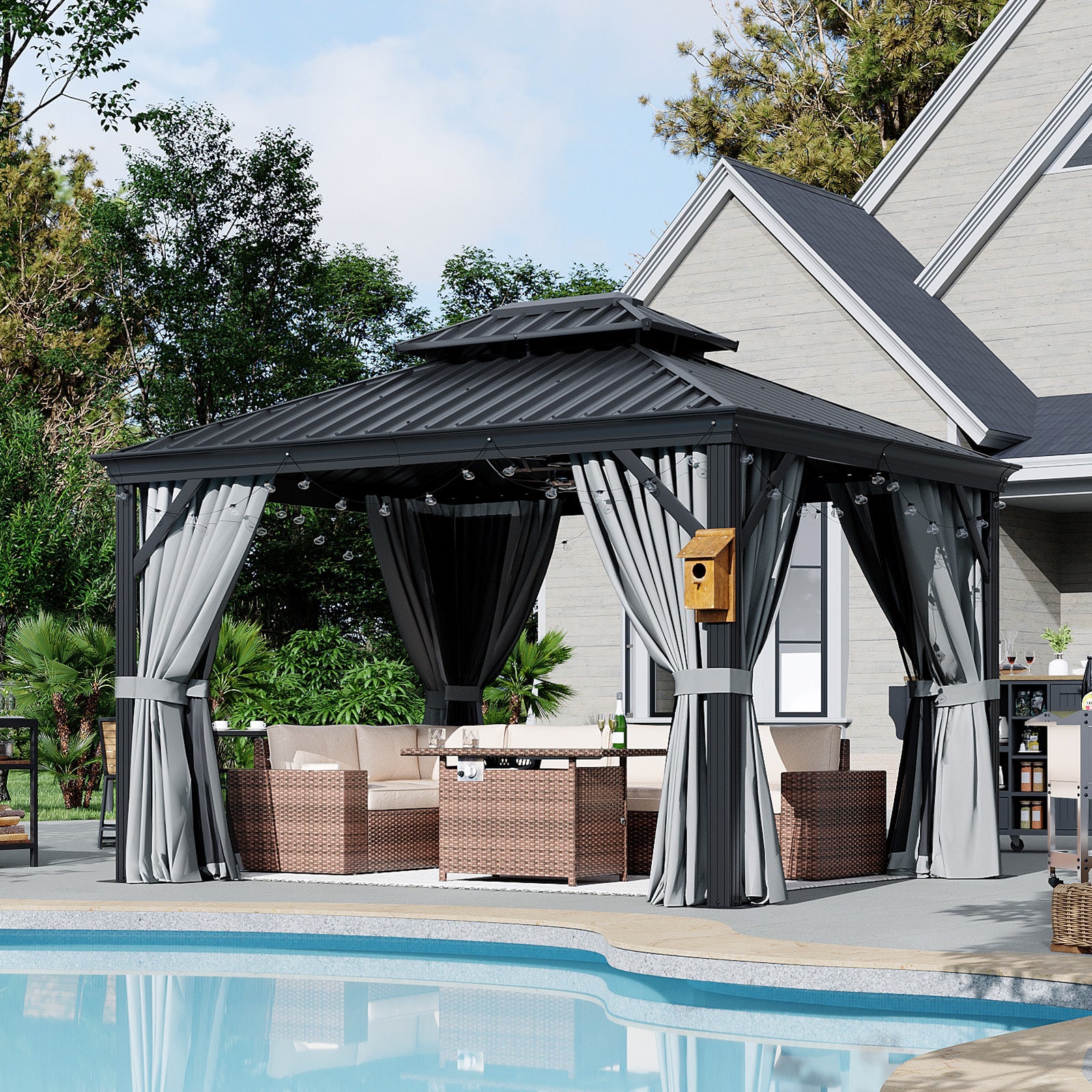 Hardtop Aluminum Gazebo with Rain Gutter