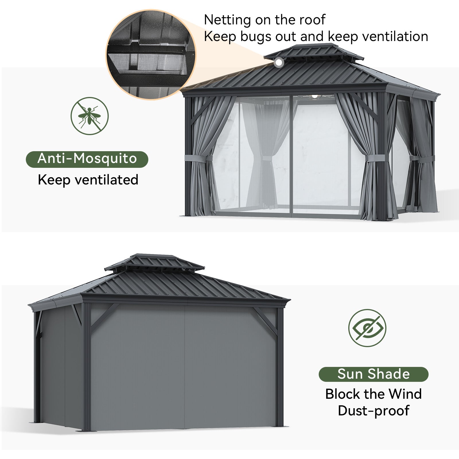 Hardtop Aluminum Gazebo with Rain Gutter