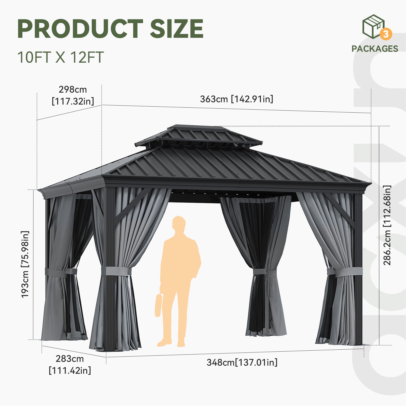 Hardtop Aluminum Gazebo with Rain Gutter