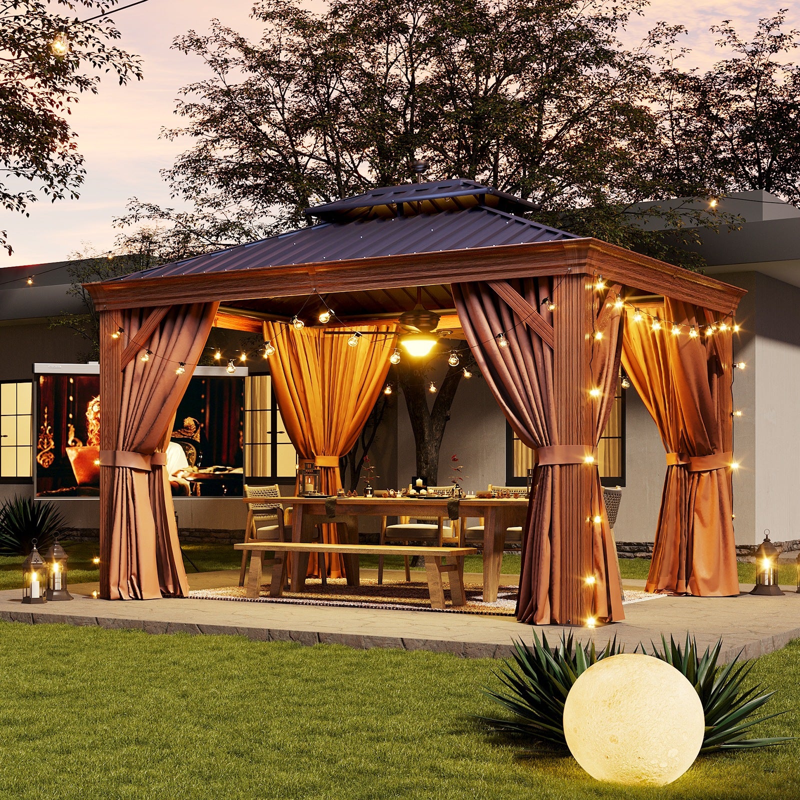 Hardtop Aluminum Gazebo with Rain Gutter