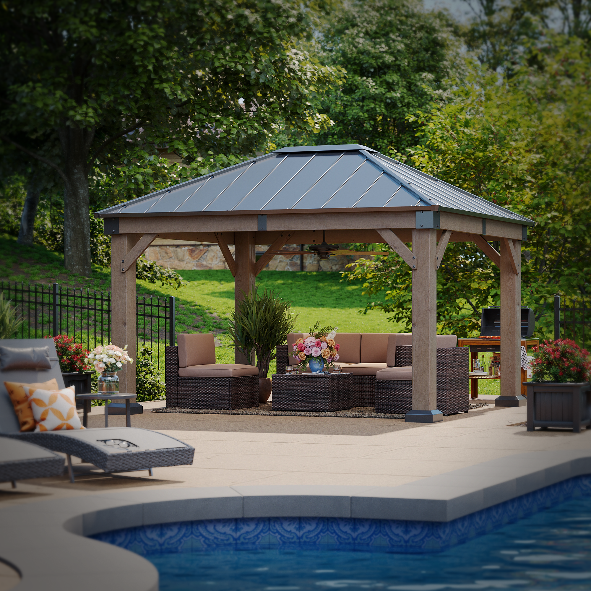 Hardtop Cedar Wood Gazebo