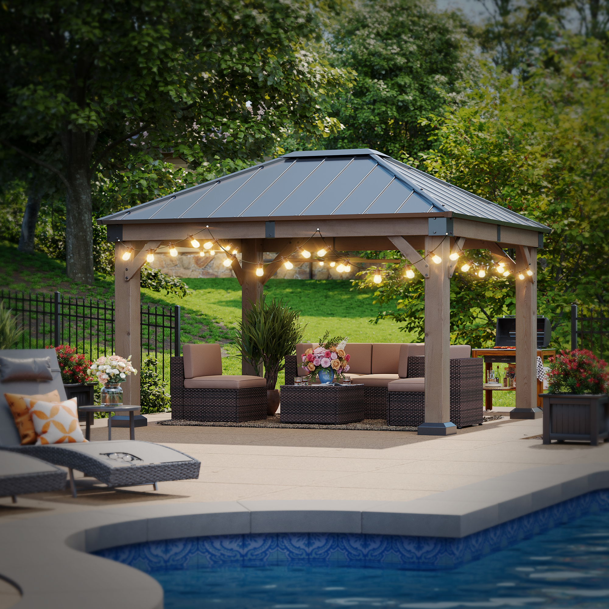 Hardtop Cedar Wood Gazebo