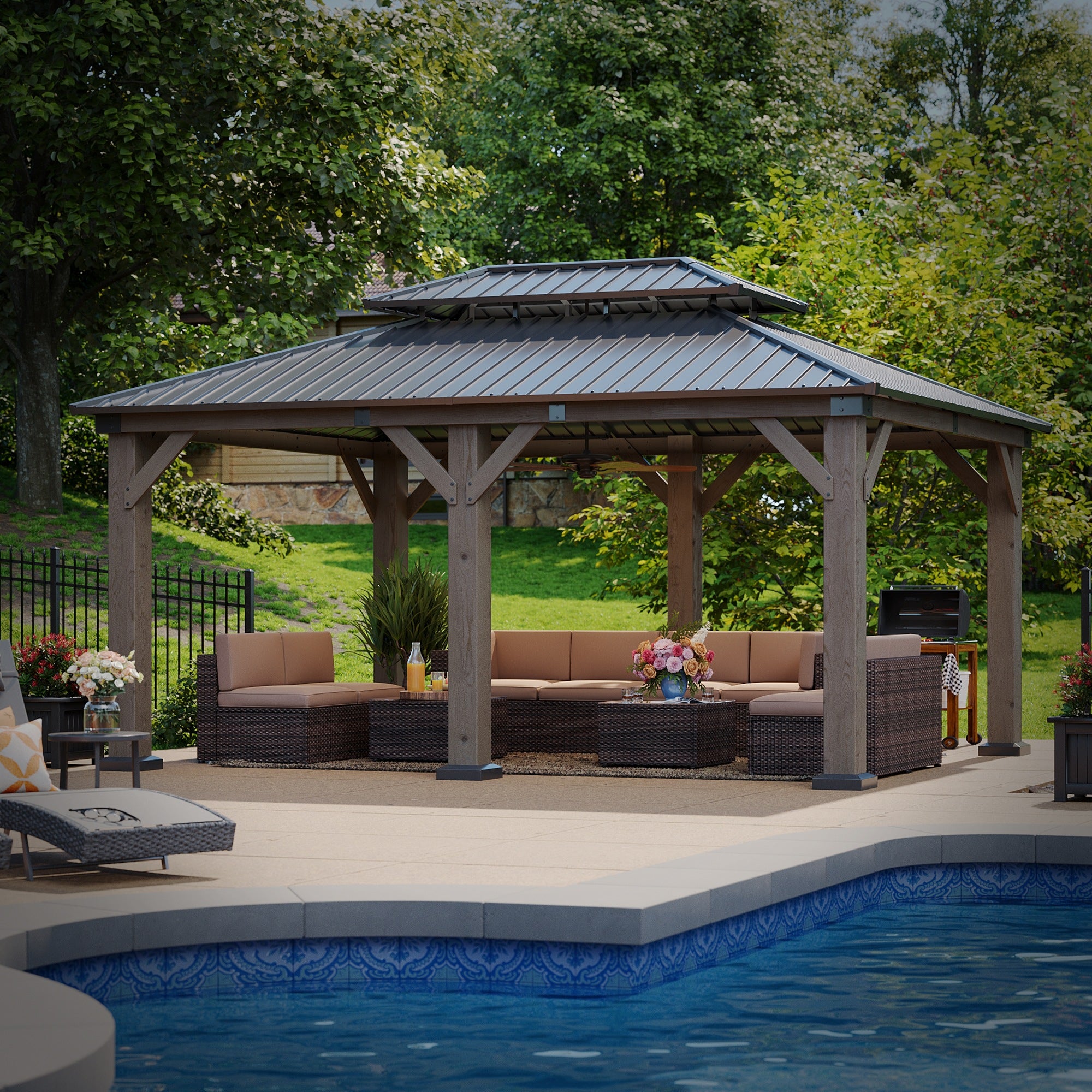 Hardtop Cedar Wood Gazebo