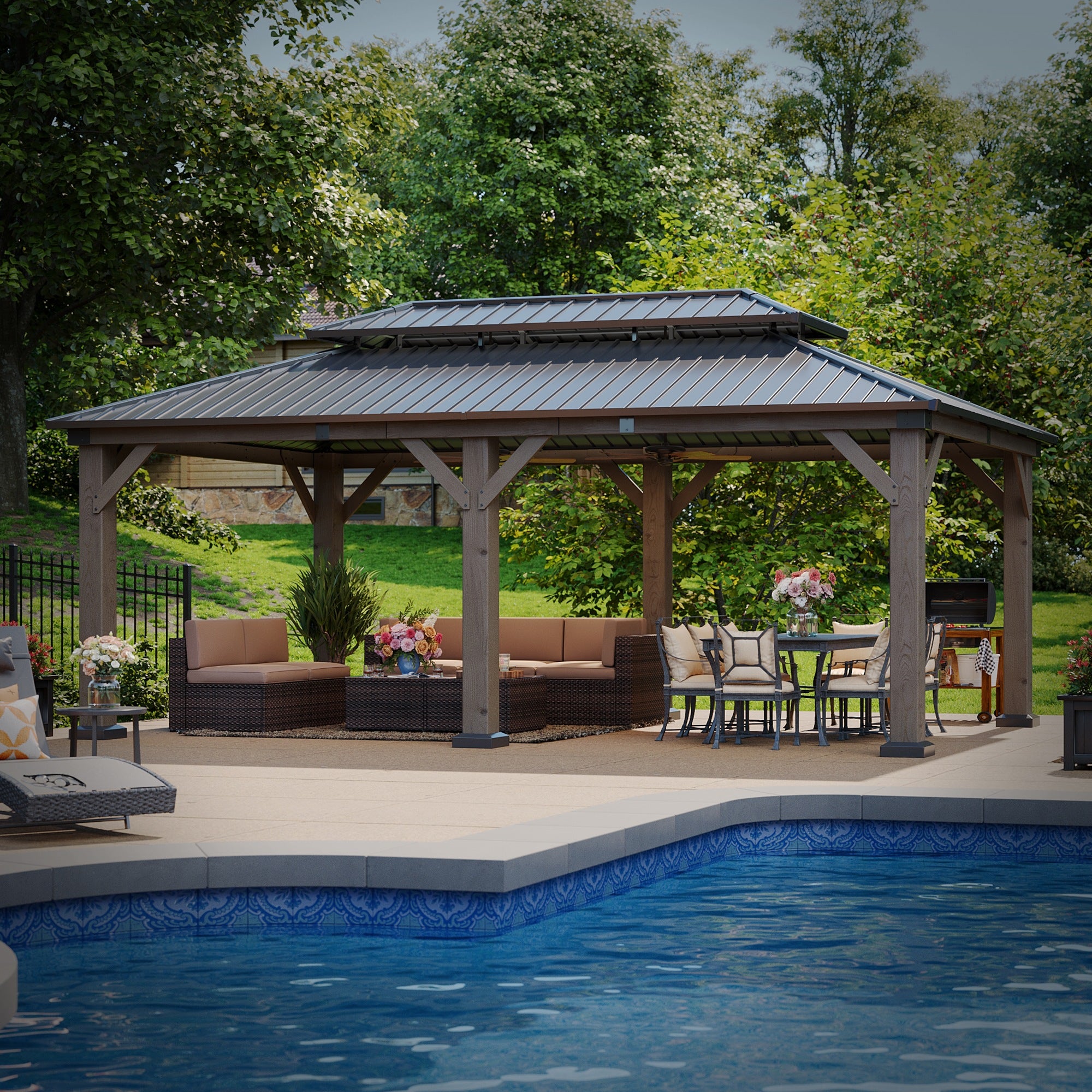 Hardtop Cedar Wood Gazebo