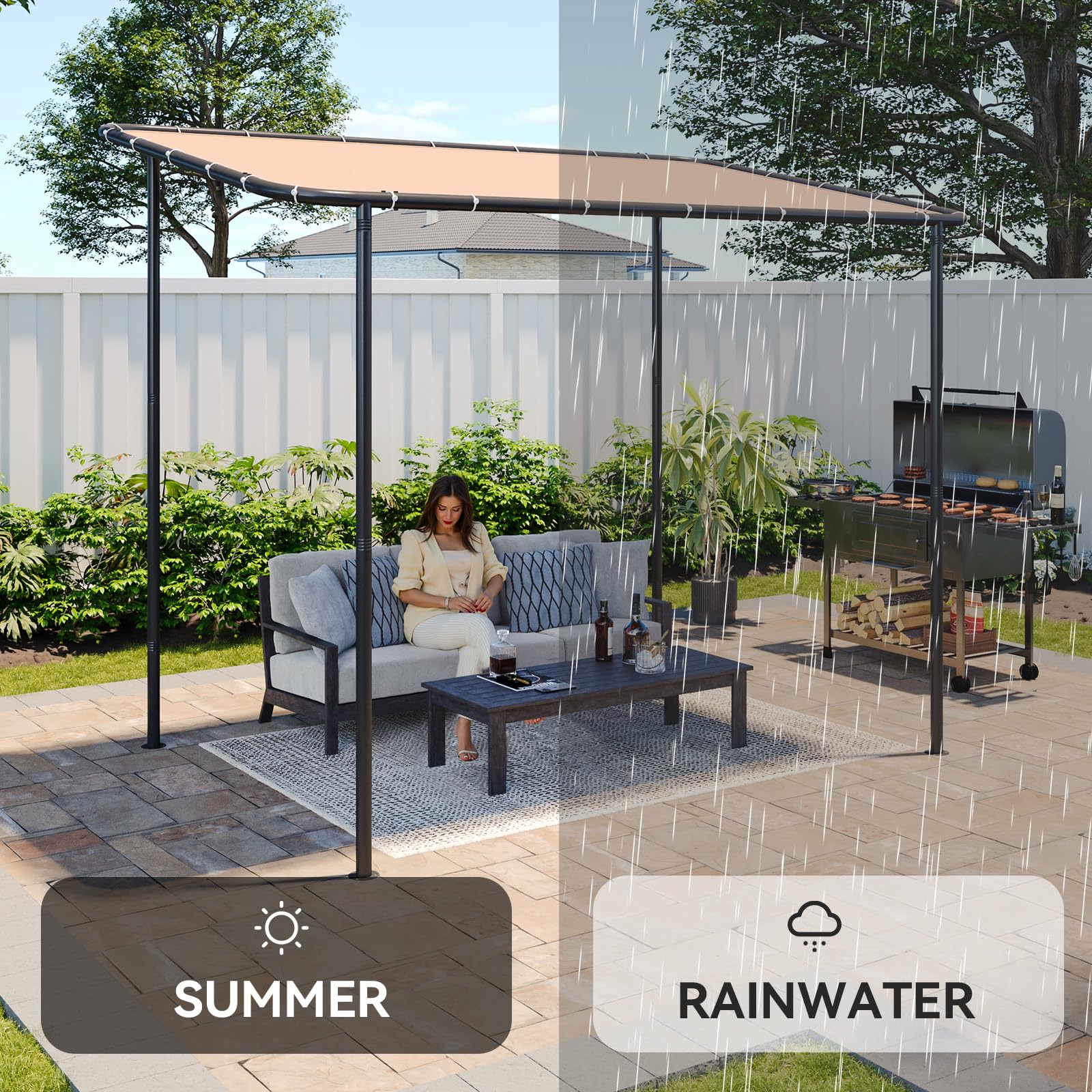 10x6 Wall-Mounted Canopy Gazebo with Water Resistant & UV-Resistant