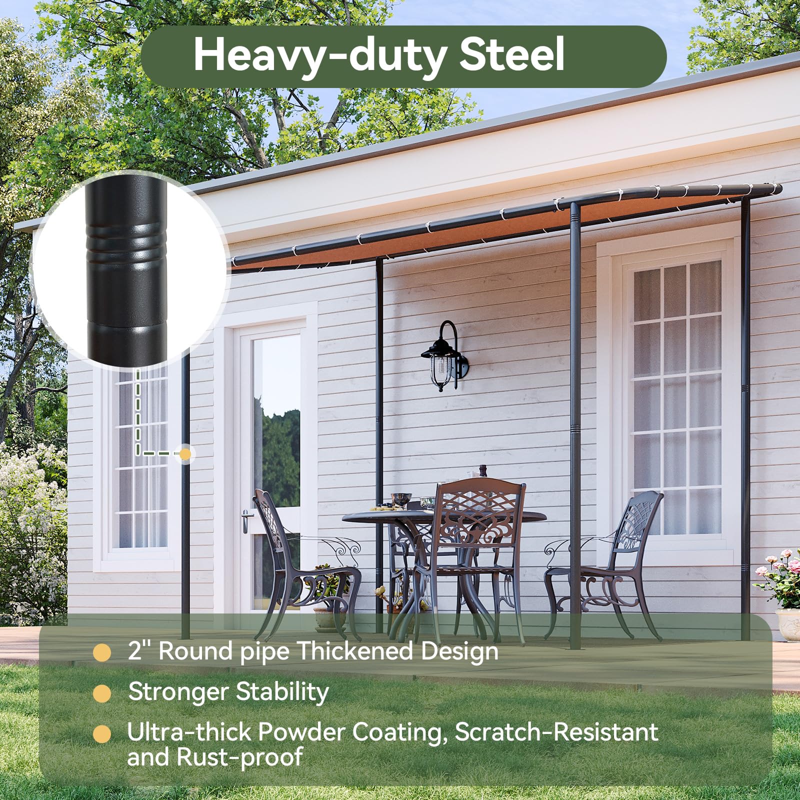 10x6 Wall-Mounted Canopy Gazebo with Water Resistant & UV-Resistant