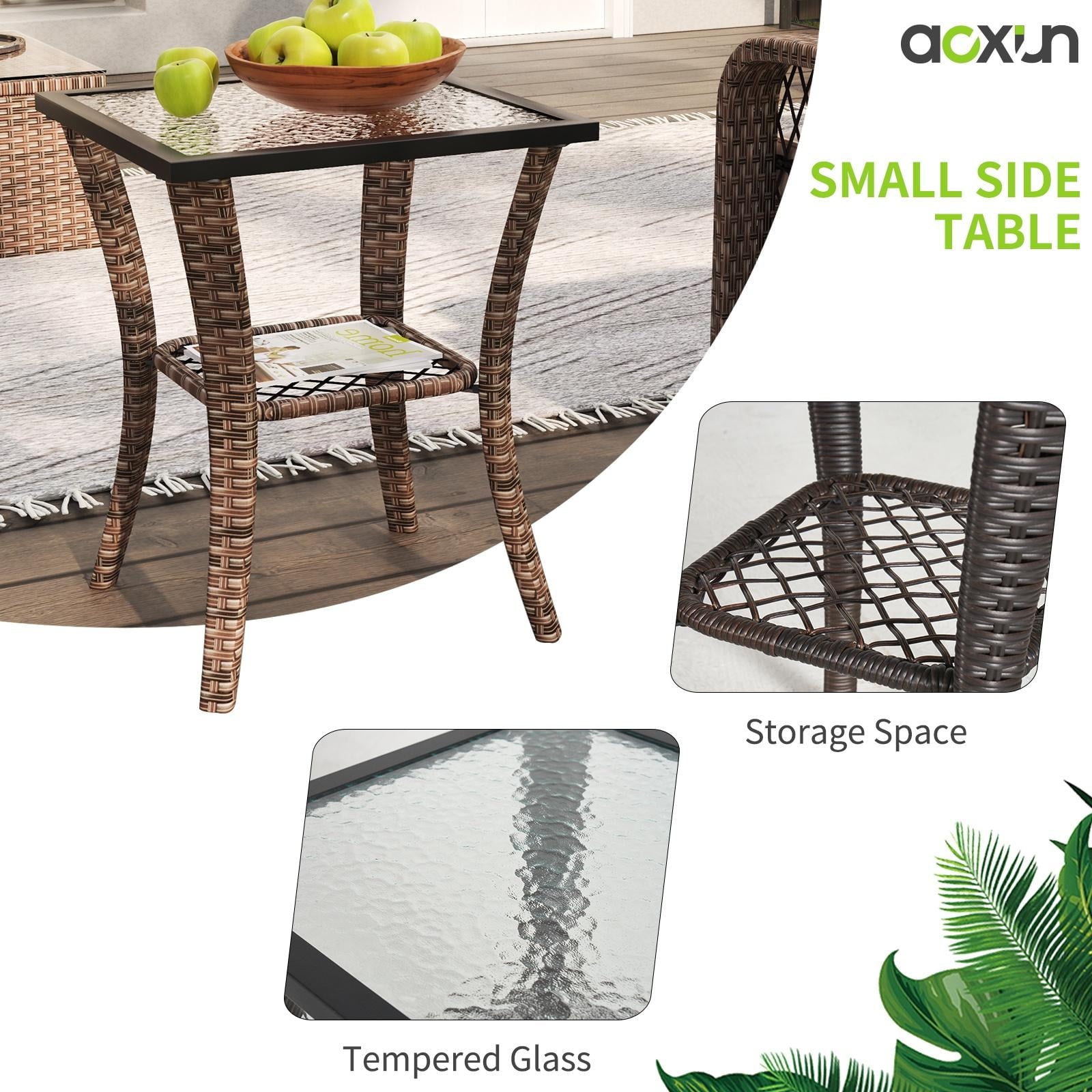 10pcs Patio Conversation Set with Fire Pit Table , Outdoor PE Rattan Sectional Sofa Sets with Swivel Chairs for Backyard,Blue