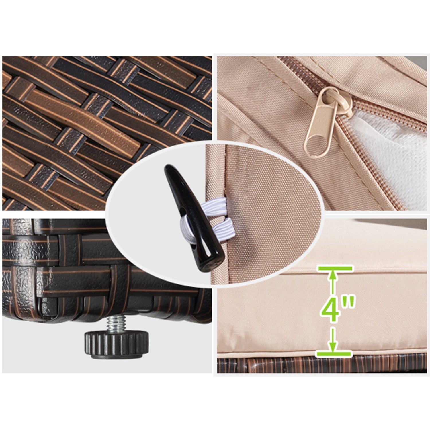 3 Pieces Patio Furniture Sets, Outdoor Furniture Set with Coffee Table, Beige