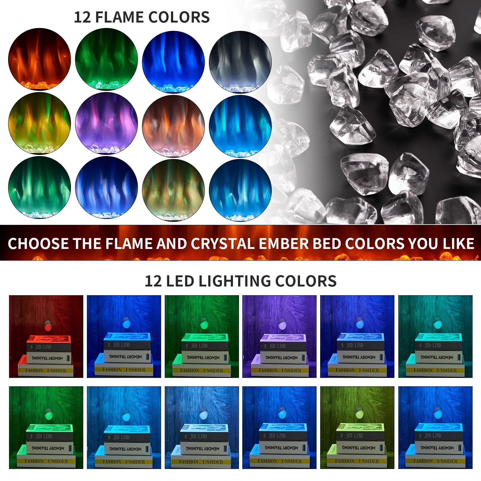 58" Fireplace TV Stand for TVs up to 65 Inch, Entertainment Center with 23" Electric Fireplace, Glass Doors, Media Console Cabinet for Living Room, Gray