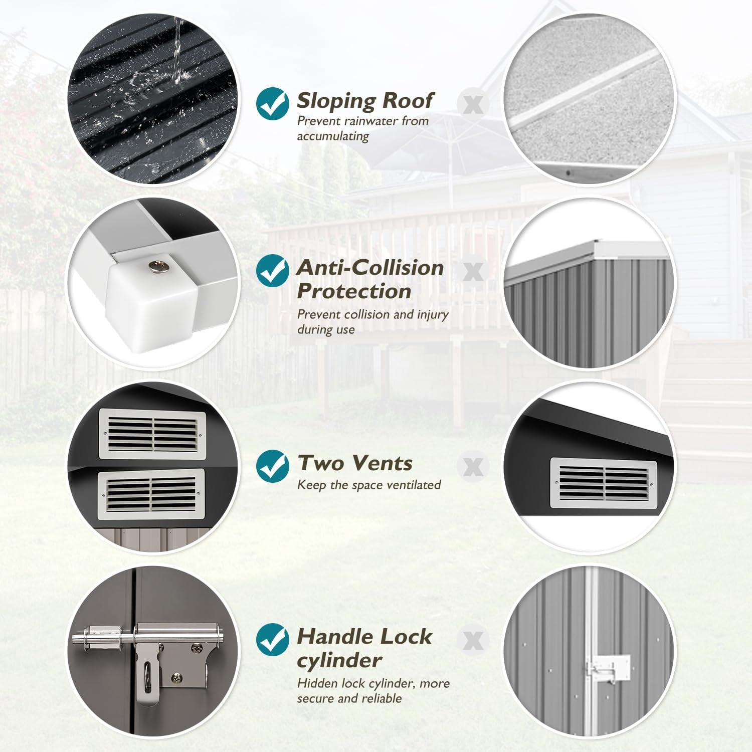 5 x 3 FT Outdoor Storage Shed, Metal Shed for Garden, Backyard, Patio, Brown