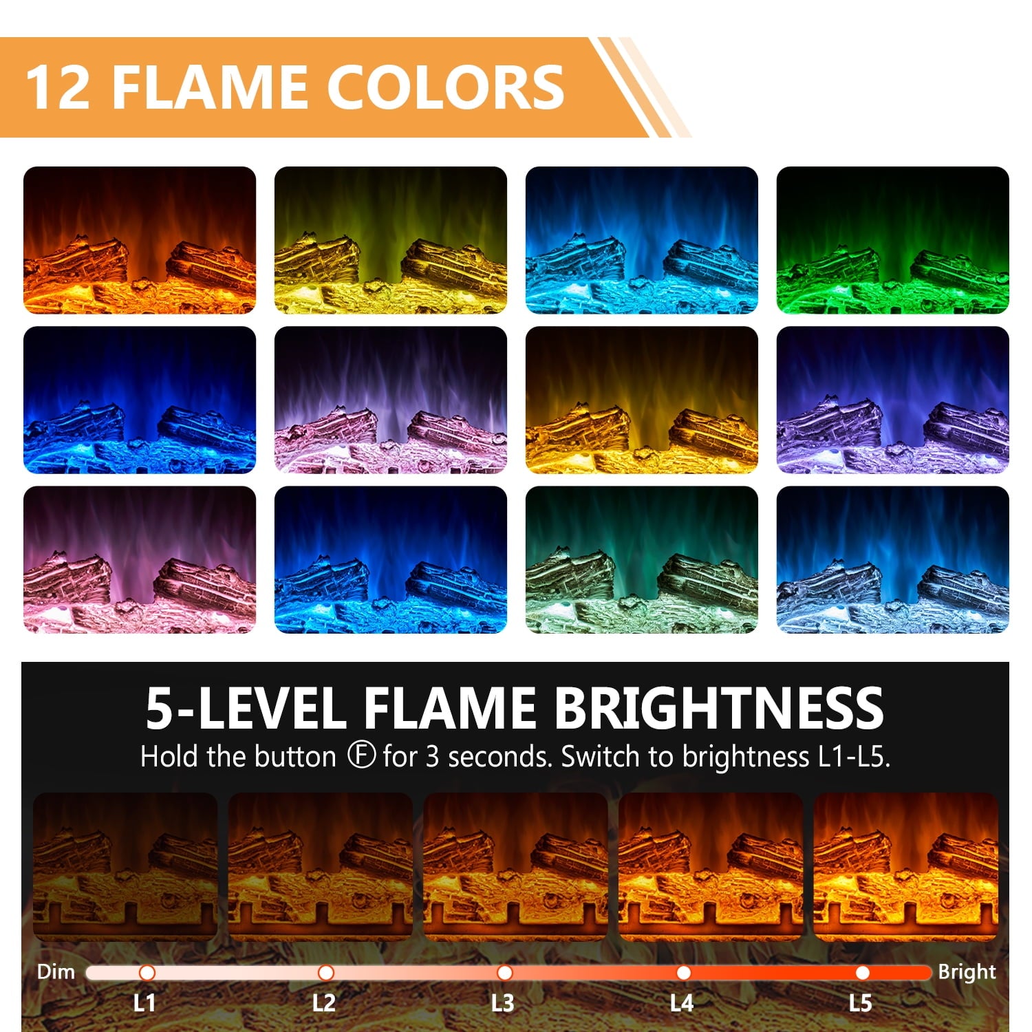 36 Inch Fireplace TV Stand with LED Light, Entertainment Center with 3-Sided Glass Fireplace for TVs up to 80", TV Console, White