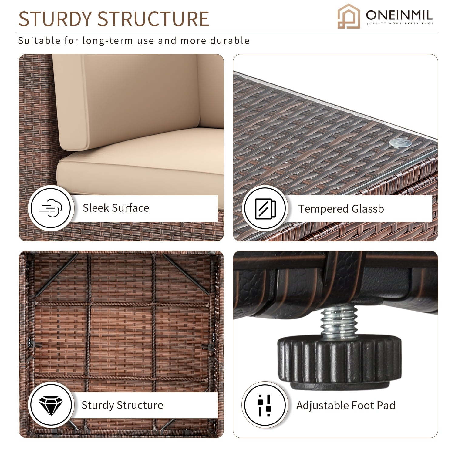 7 Pcs Patio Furniture Sets with Coffee Table,Patio Conversation Sets,Brown