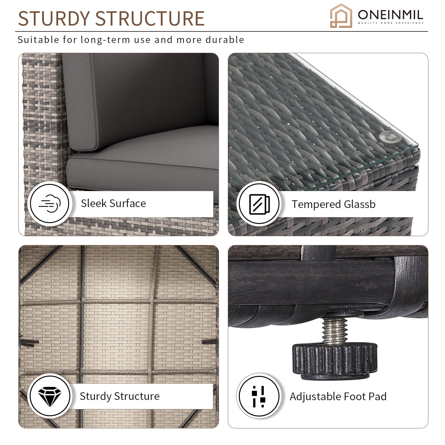 7 Pcs Patio Furniture Sets with Coffee Table,Patio Conversation Sets,Grey