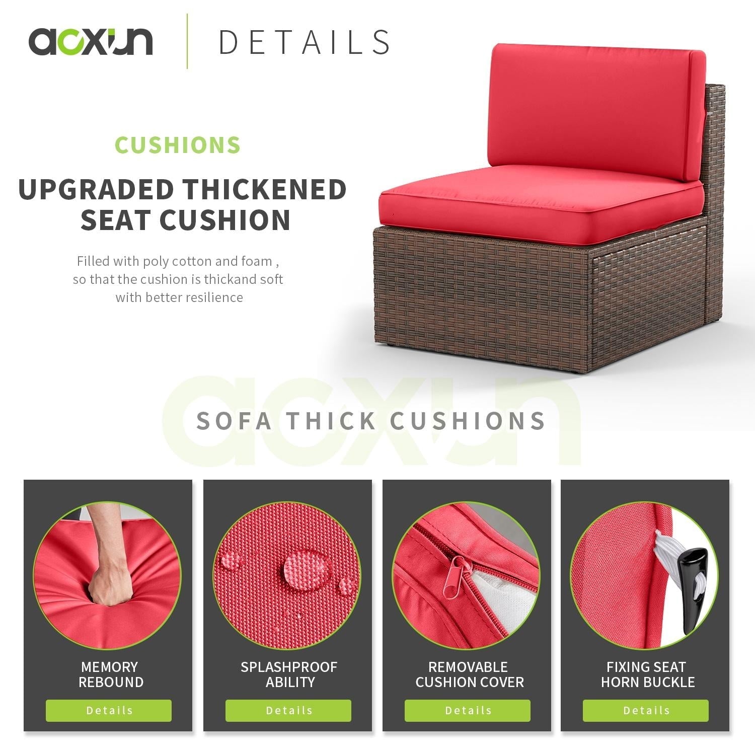 8 PCS Outdoor Patio Furniture Set with 44-inch Fire Pit Table, Red Cushions