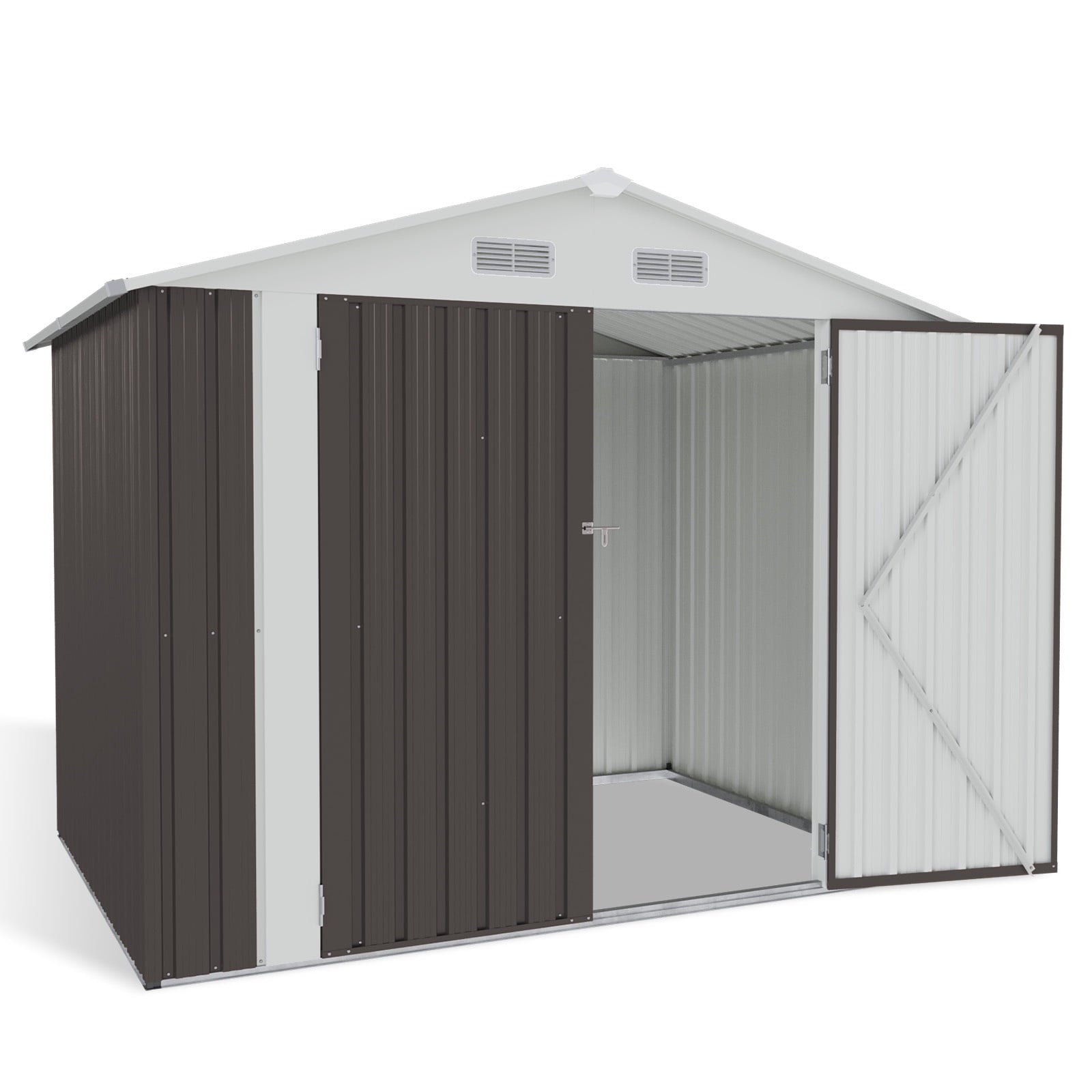 6.4 x 3.6 FT Outdoor Storage Shed, Utility Steel Tool Shed with Lockable Door, Galvanized Metal Shed with Air Vents for Garden, Backyard, Patio, Lawn