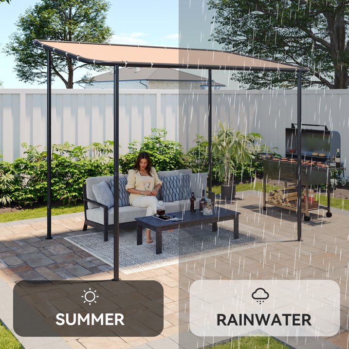 Aoxun 10x6 Lean to Gazebo Outdoor Pergola with Water Resistant & UV-Resistant, Wall-Mounted Canopy Sloped Roof Awning for Patio Backyard, Deck, or Garden Khaki