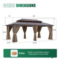 Clouddwell 12'x20' Hardtop Gazebo - Polycarbonate Double Roof with Netting & Curtains for Patio, Garden Sun Protection,Browm