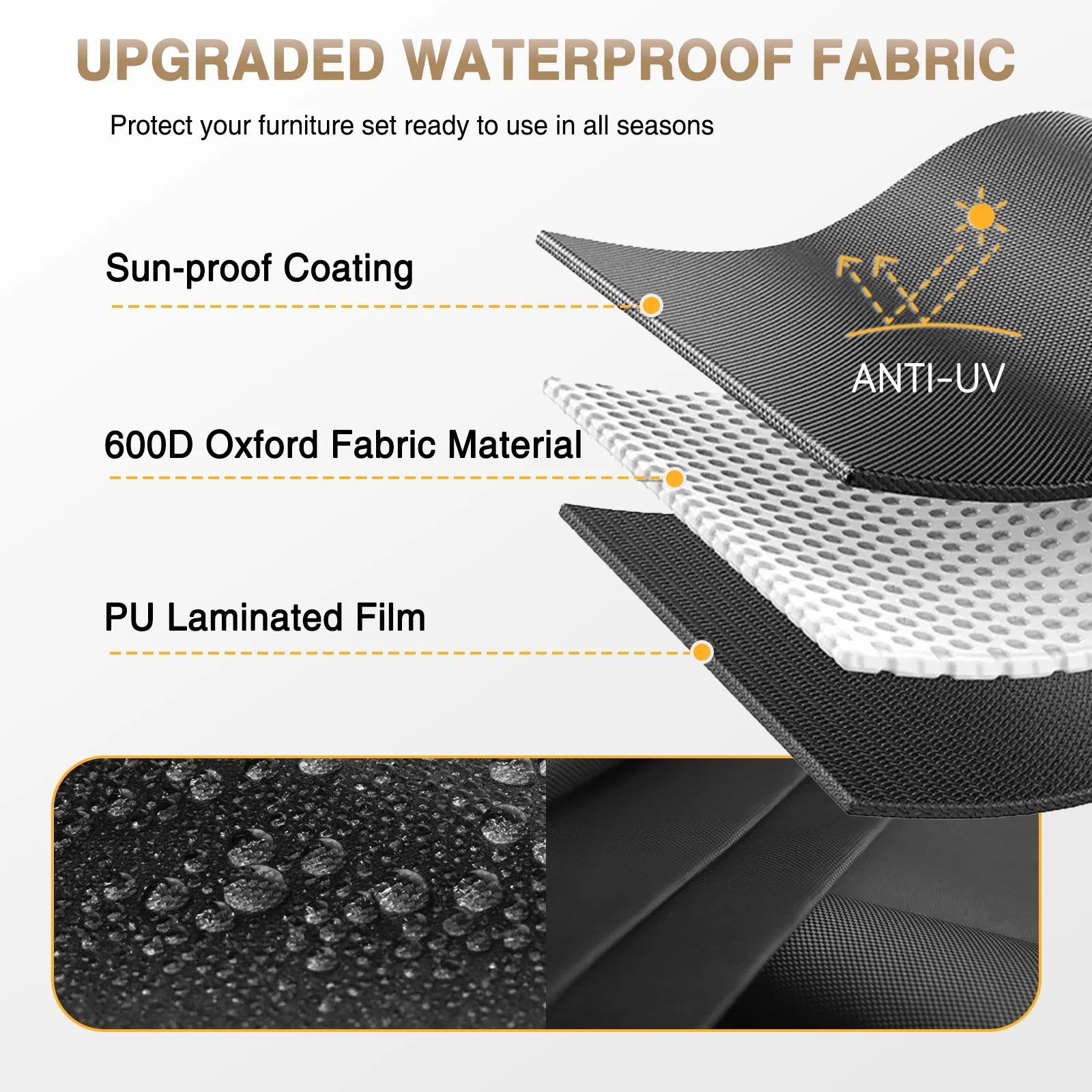 Aoxun 7 Piece Patio Furniture Set Wicker Rattan Patio Conversation Set Outdoor Sectional Sofa Set with Coffee Table and 4” Thickened Cushions, Beige(Waterproof Cover Included)