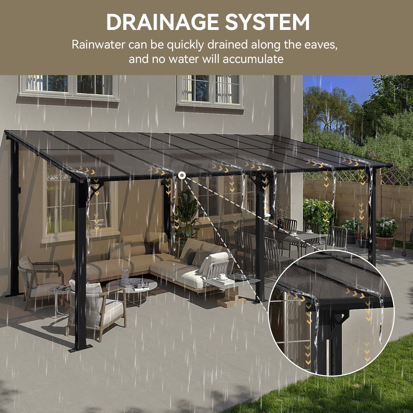 AOXUN 10' x 20' Hardtop Gazebo Outdoor Aluminum Pergola For Garden, Patio, Backyard-Black