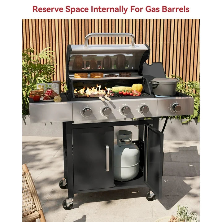 Aoxun Burner Propane Gas Outdoor Grill with Side Burner Stainless Steel BBQ Grill