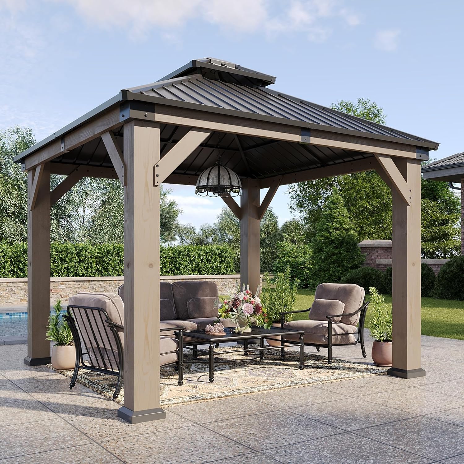 Aoxun Cedar Wood Gazebo
