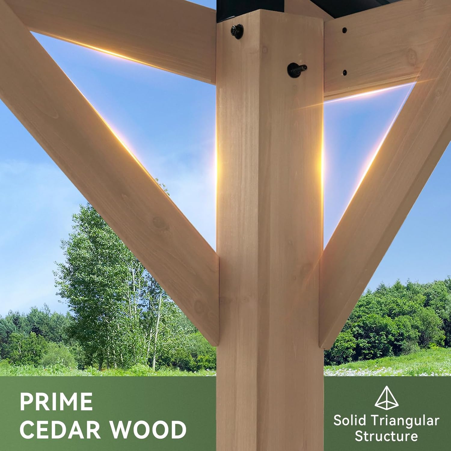 Aoxun Cedar Wood Pavilion Gazebo with Gable Roof