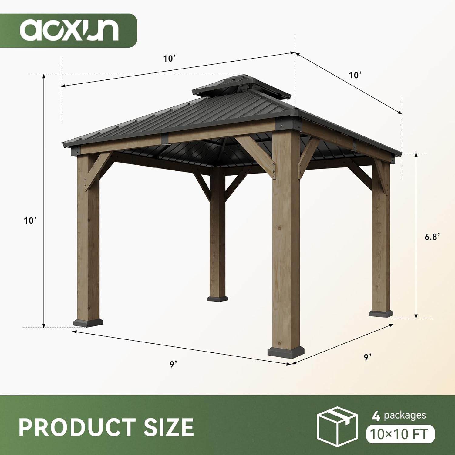 Aoxun Cedar Wood Gazebo - 4.7