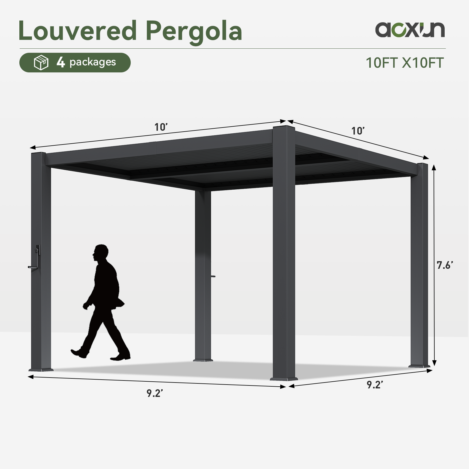 Aoxun 10' x 10' Louvered Pergola