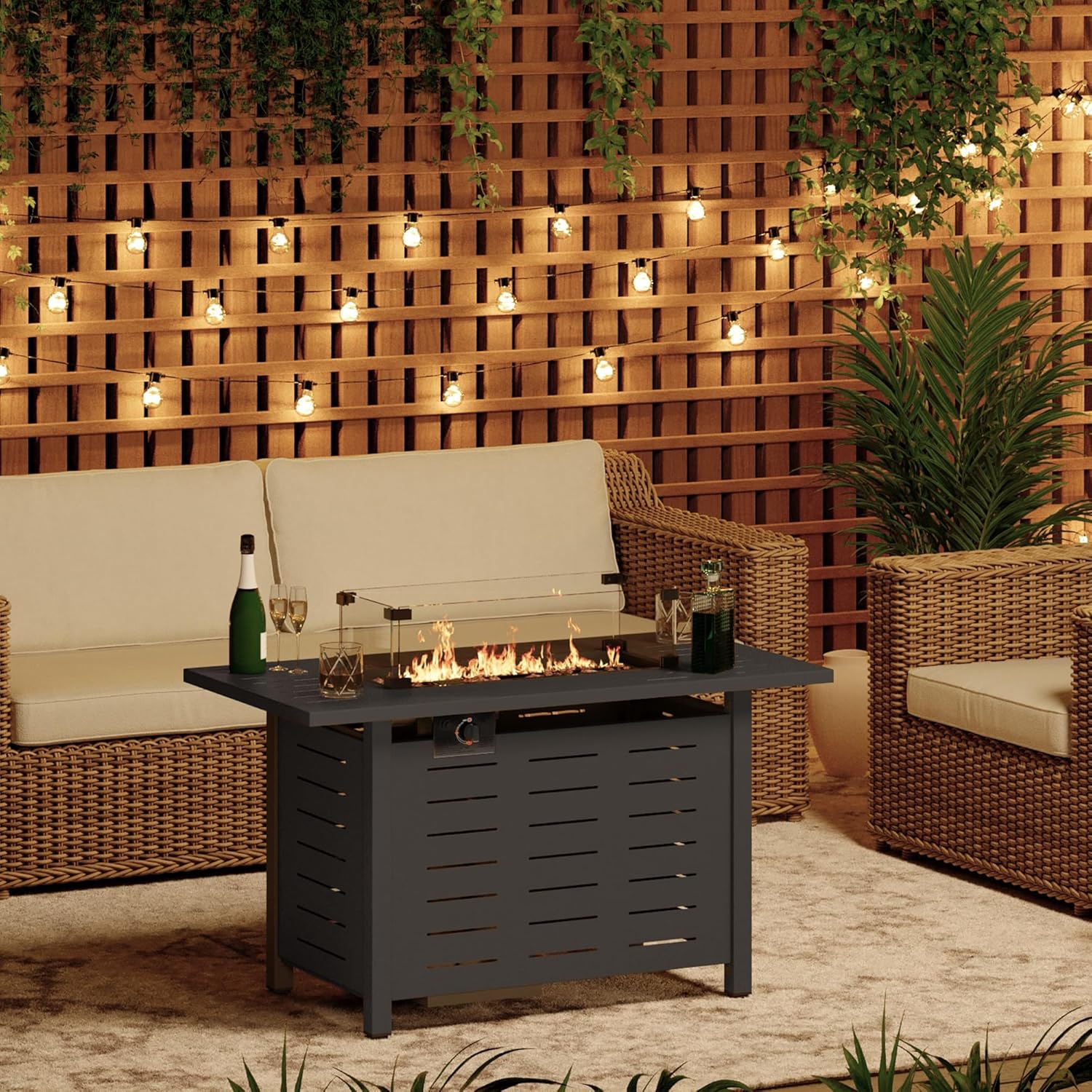 Steel Propane Fire Pit Table, Auto Ignition Gas Fire Pit Table