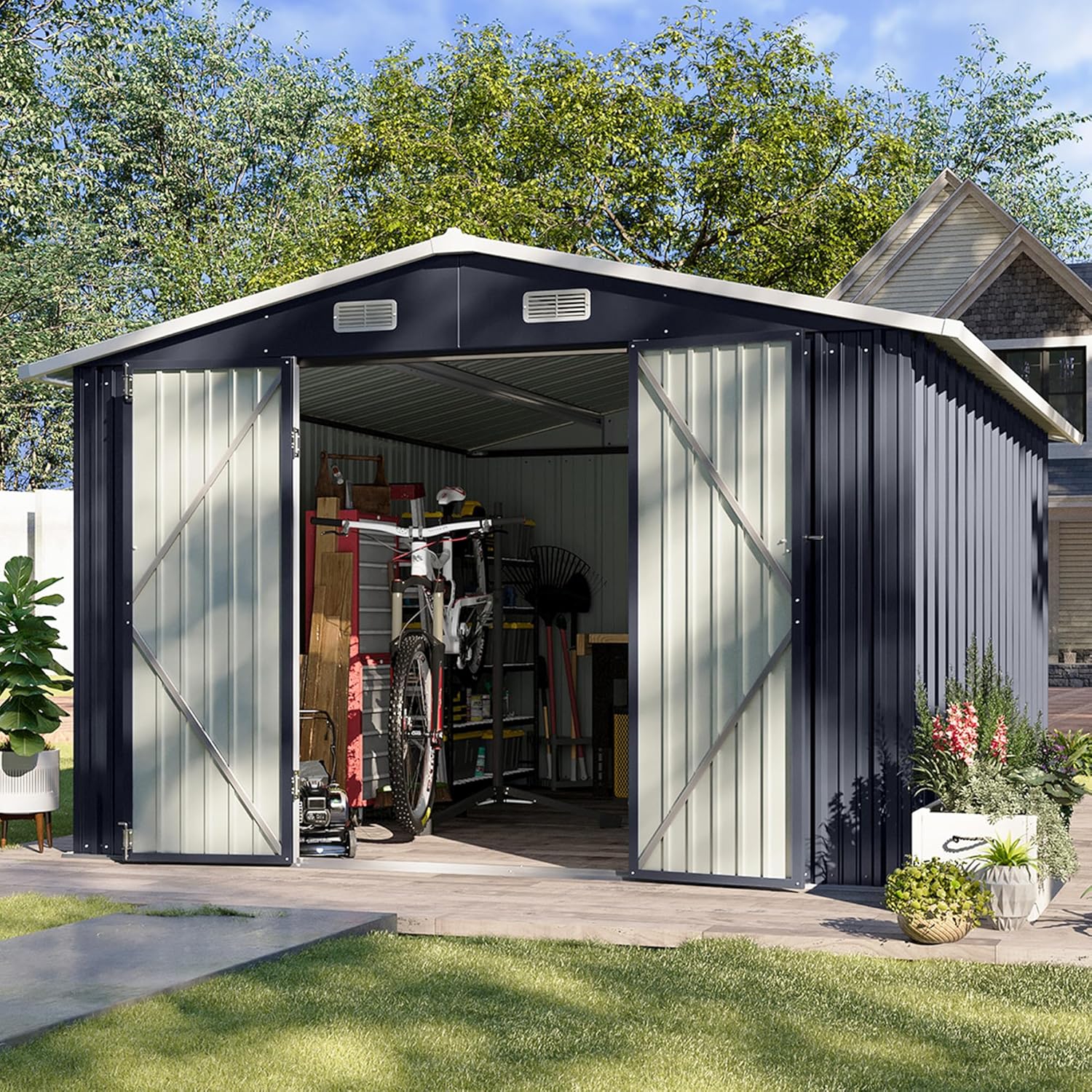 Metal Utility Shed House with Air Vent