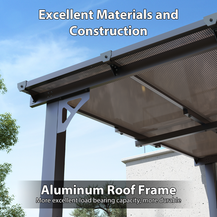 AOXUN 16' x 10' Hardtop Gazebo Outdoor Aluminum Pergola For Garden, Patio, Backyard-Black