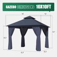 Clouddwell Beige 10'x10' Patio Gazebo – Sturdy Metal Frame Party Tent with Dual Roof Design, Bug Netting & Side Panels for Backyard, Lawn, or Deck