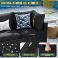 8 Piece Patio Furniture Set with 44” Fire Pit Table Wicker Rattan Patio Sectional Sofa Set Outdoor Seating Furniture with 4'' Thickened Cushion, Black (Include Waterproof Cover)
