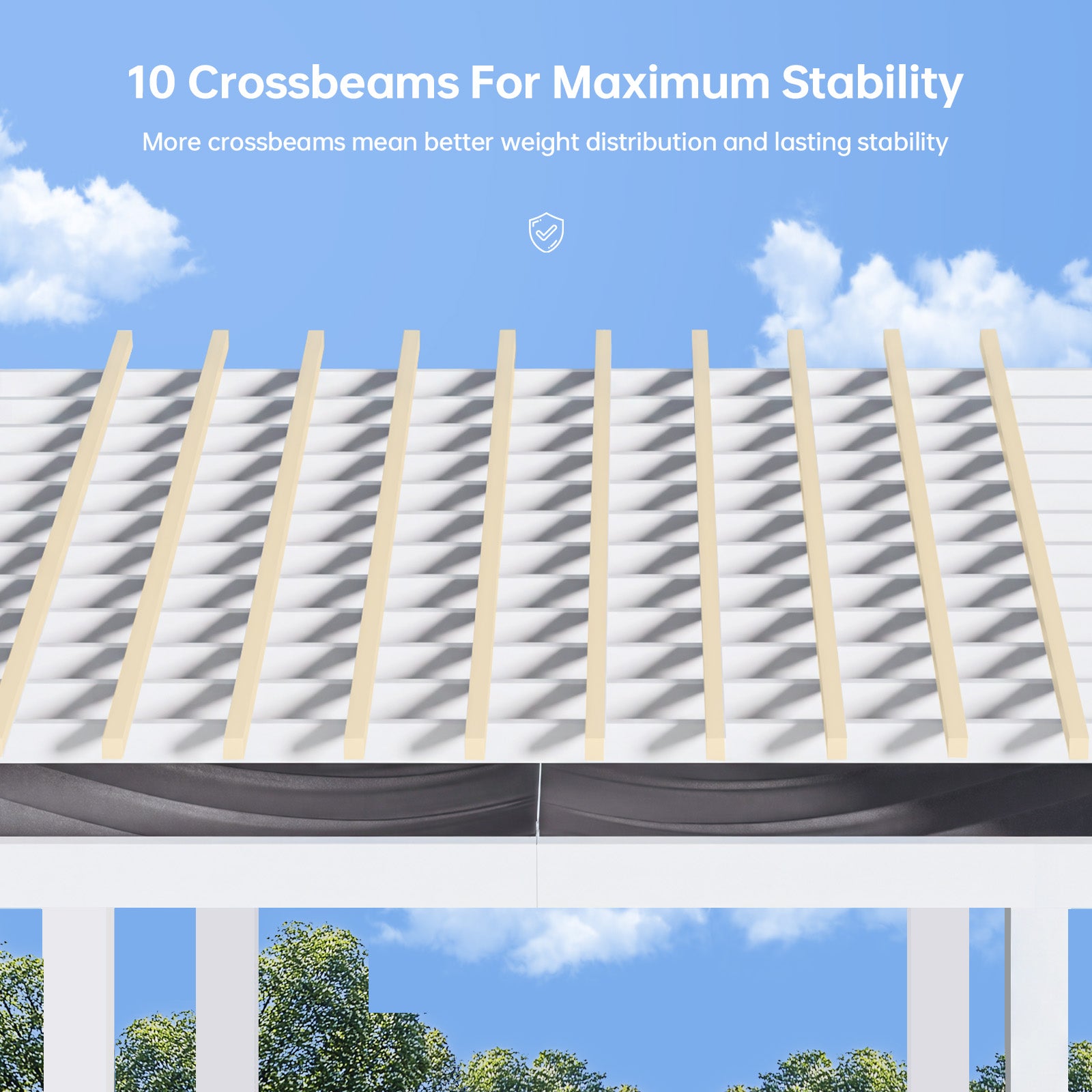 Aoxun 12' x 10' Outdoor Pergola with Trellis Roof & Adjustable Canopy，Aluminum Frame, All-Season Durability, High-Wind Rating, Shade for Patio, Deck, Garden, White
