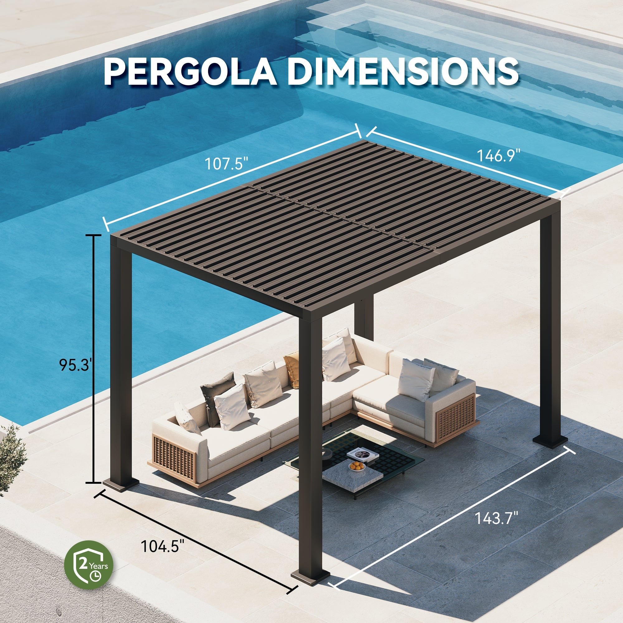 Aoxun Louvered Pergola Motorized 9' x 12', Electric Outdoor Pergola with 2 Independent Adjustable Roofs, Integrated LED Lights & Power Strip, Rust-Resistant Frame for Patio & Backyard