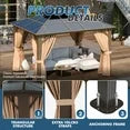 Sunmthink 10'x12' Hardtop Steel Gazebo - Durable Polycarbonate Double-Roof Design with Included Privacy Curtains & Bug Netting - Ideal for Gardens, Patios and Backyards (Brown)