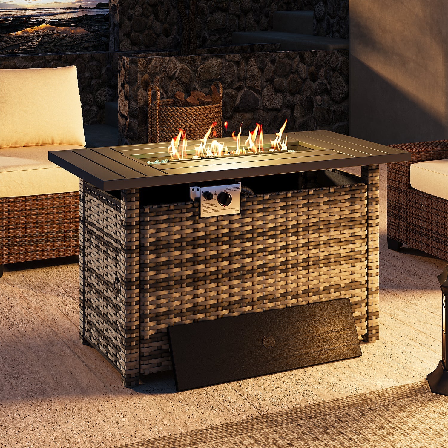 Wicker Fire Pit Table