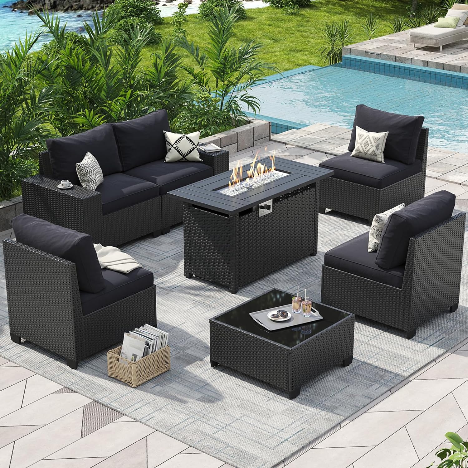 Patio Furniture Set 6 Pcs7Pcs/w Firepit9 Pcs Sofa