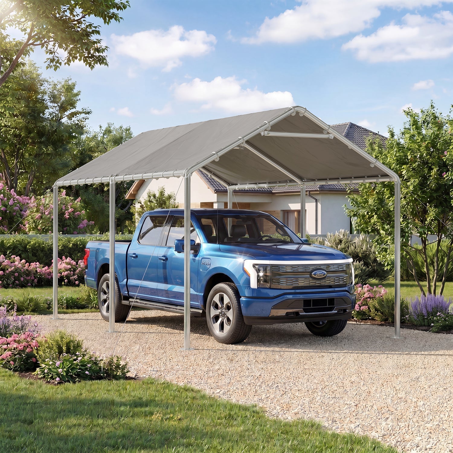 10' x 15' Gray Carport