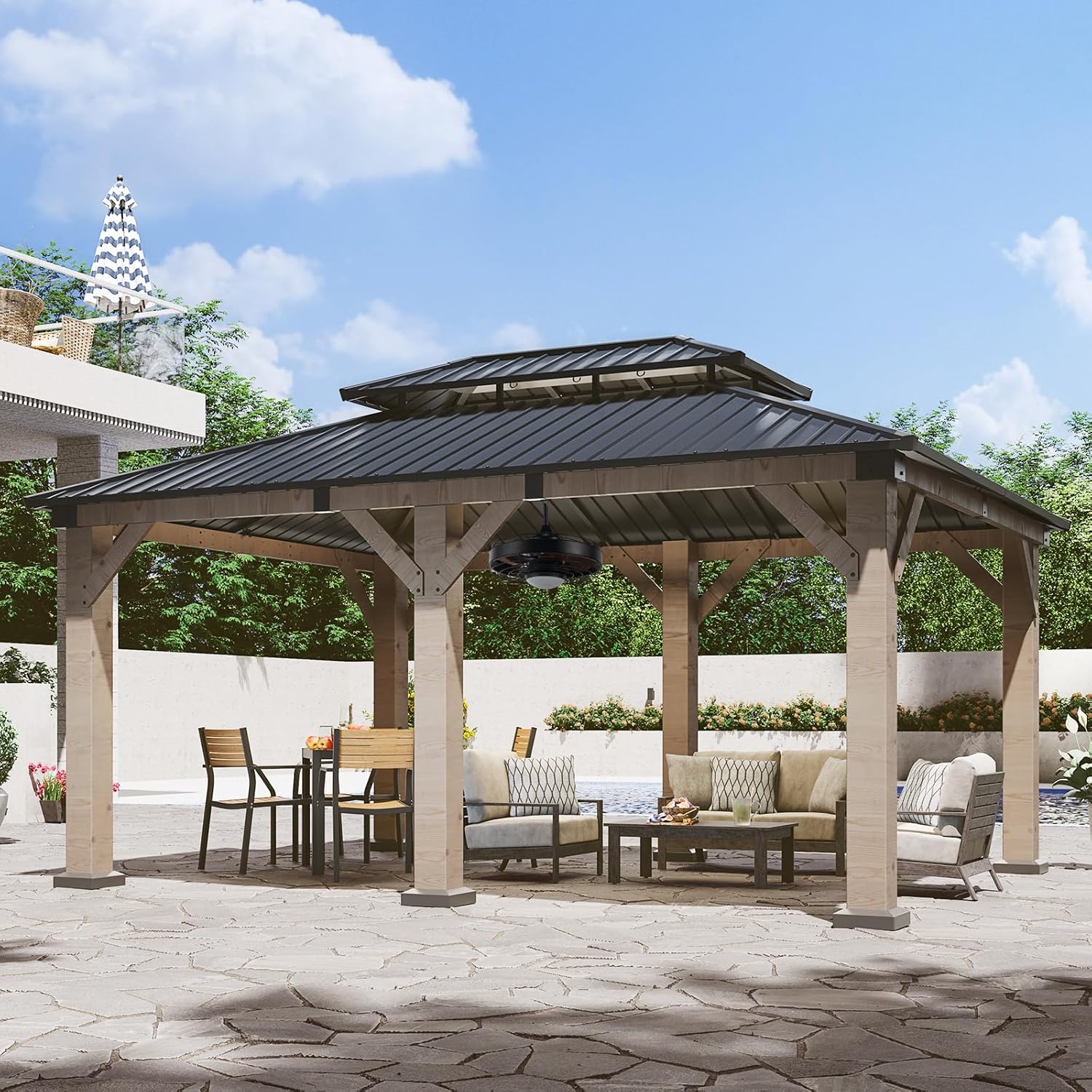 Hardtop Cedar Wood Gazebo