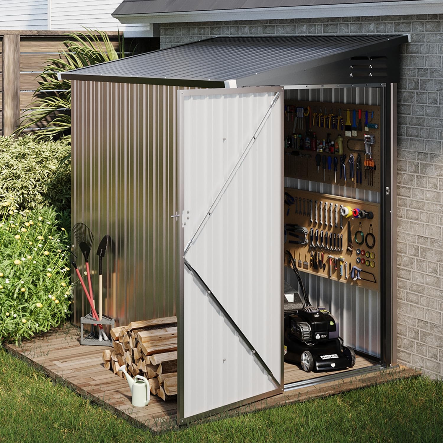 6' x 4' Lean to Storage Shed With Side Door