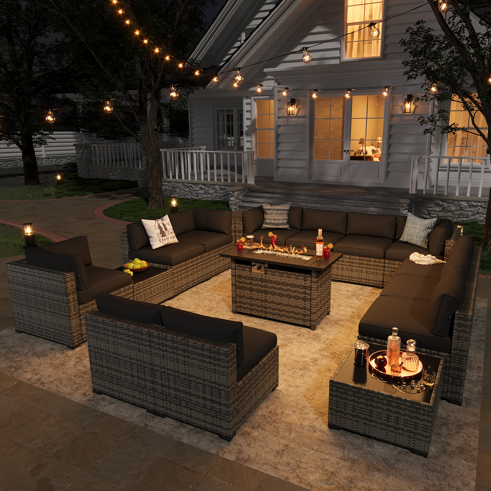 Aoxun Patio Furniture Sets Wicker Outdoor Conversation Set Sectional Sofa for Backyard, Poolside, Garden