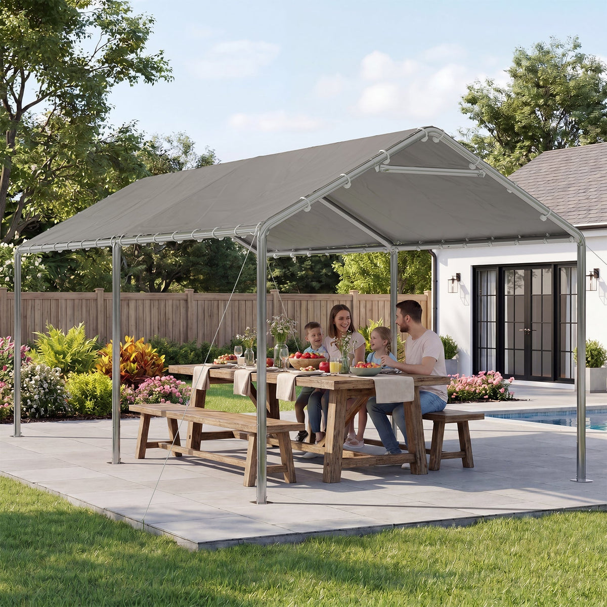 10' x 20' Gray Carport