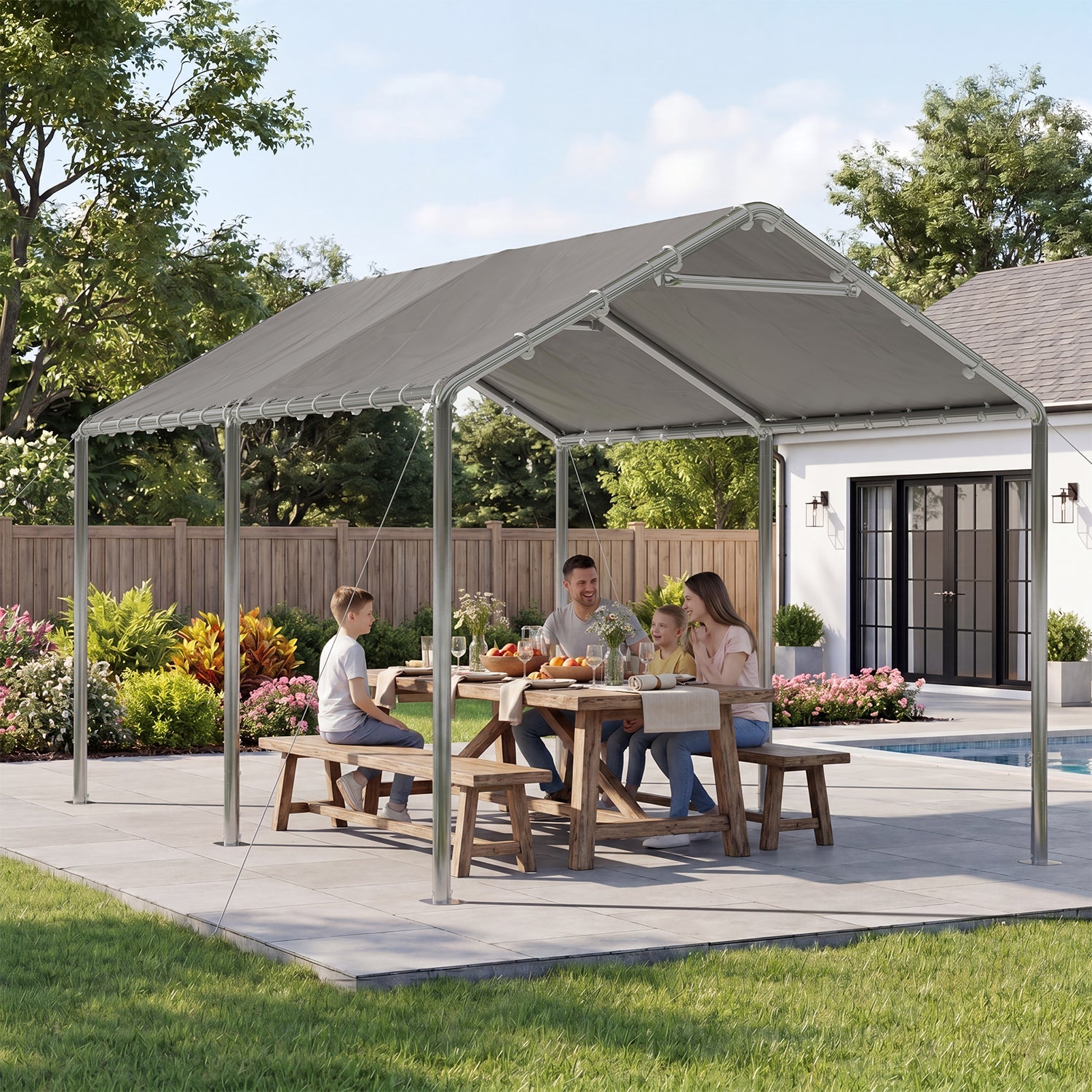 10' x 15' Gray Carport - View 3
